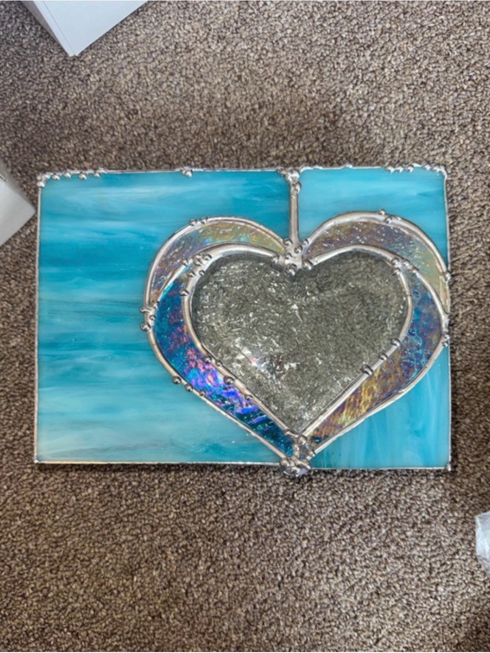 Blue Heart Glass Jewelry Organizer Tray